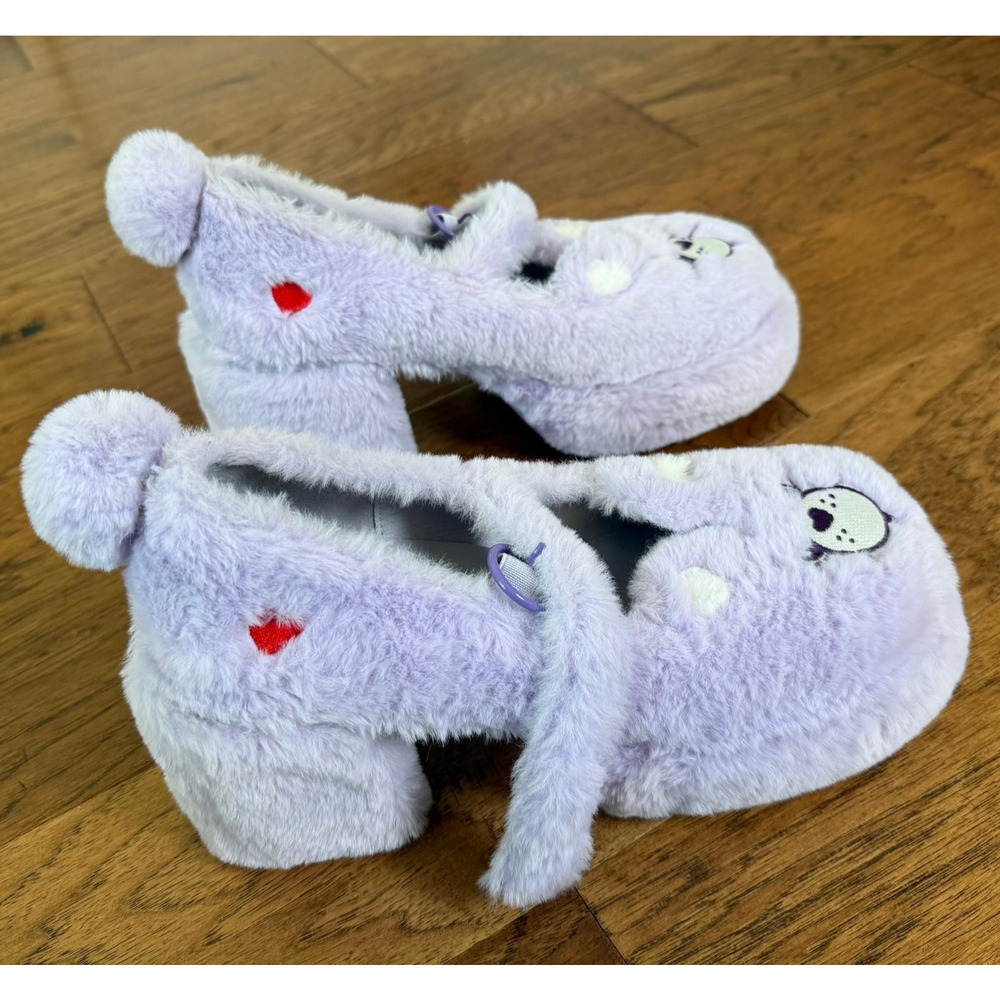 NWOB DOLLS KILL Fluffy Care Bears Platform Heels Light Purple Shoes Size 9M